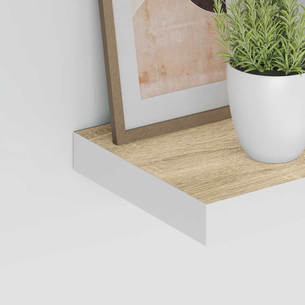 Wandschap zwevend 23x23,5x3,8 cm MDF eikenkleurig en wit is nu te koop bij PeponiXL, paradijselijk wonen!