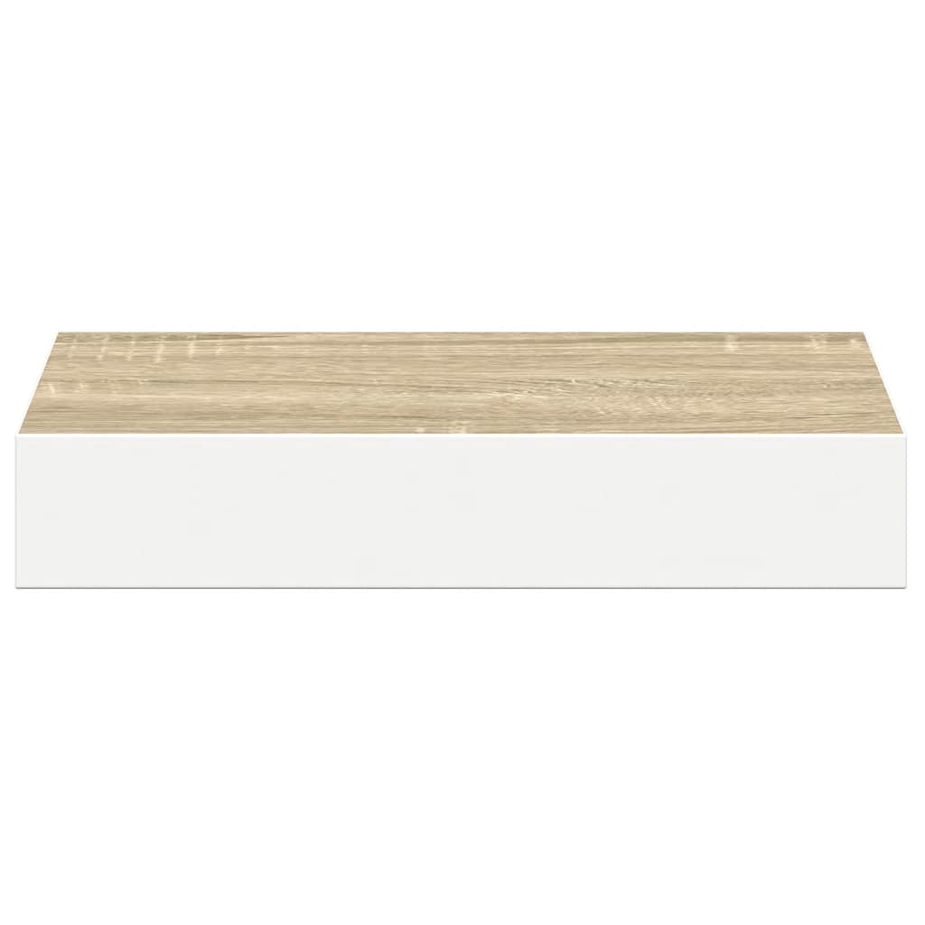 Wandschap zwevend 23x23,5x3,8 cm MDF eikenkleurig en wit is nu te koop bij PeponiXL, paradijselijk wonen!