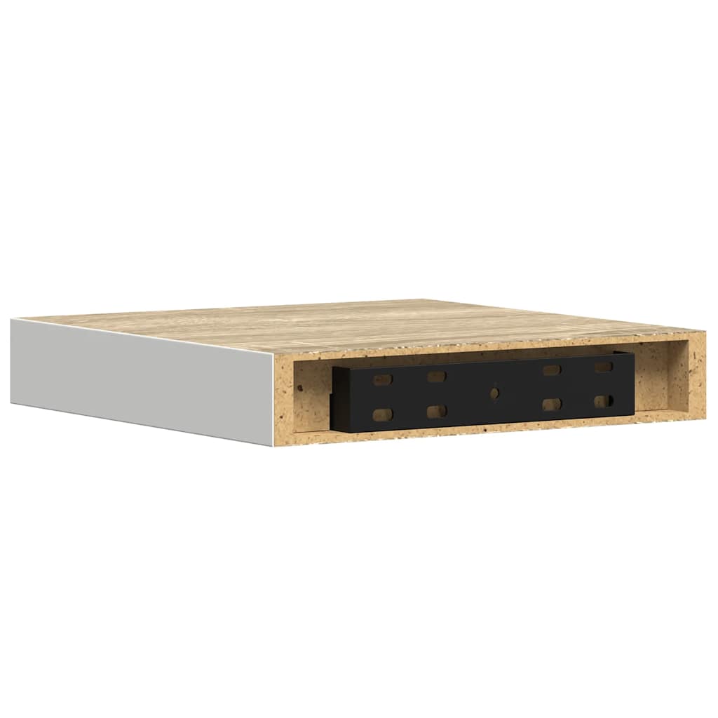 Wandschap zwevend 23x23,5x3,8 cm MDF eikenkleurig en wit is nu te koop bij PeponiXL, paradijselijk wonen!