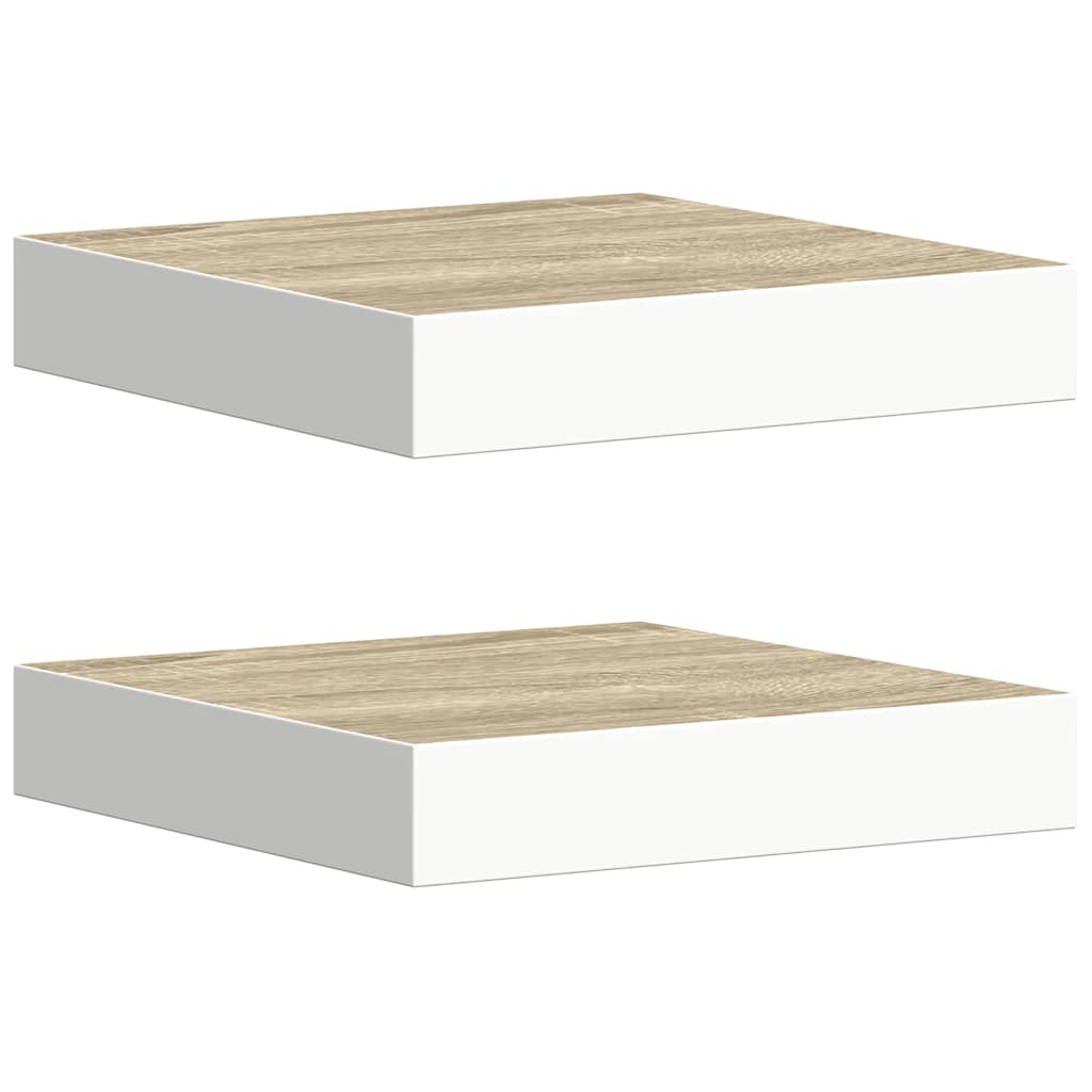 Wandschappen zwevend 2 st 23x23,5x3,8 cm MDF eikenkleurig wit is nu te koop bij PeponiXL, paradijselijk wonen!
