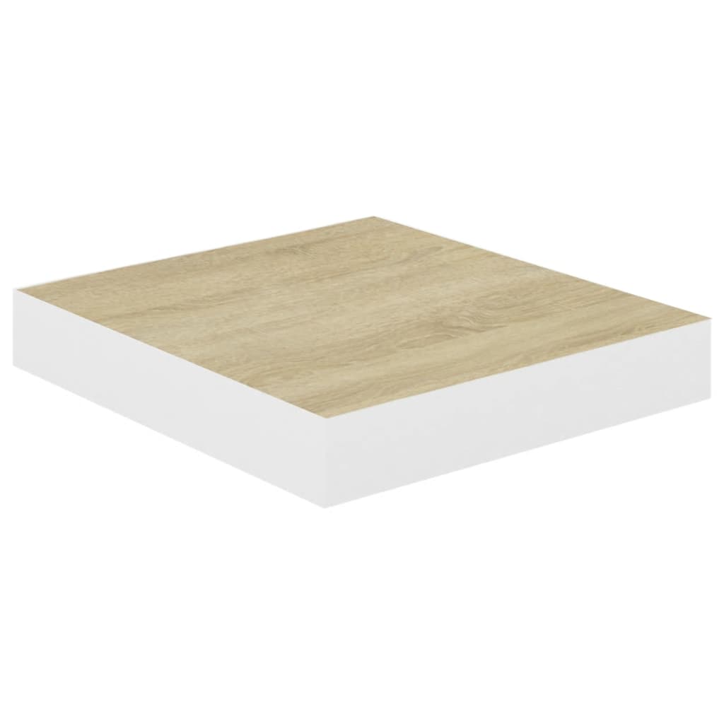 Wandschappen zwevend 2 st 23x23,5x3,8 cm MDF eikenkleurig wit is nu te koop bij PeponiXL, paradijselijk wonen!