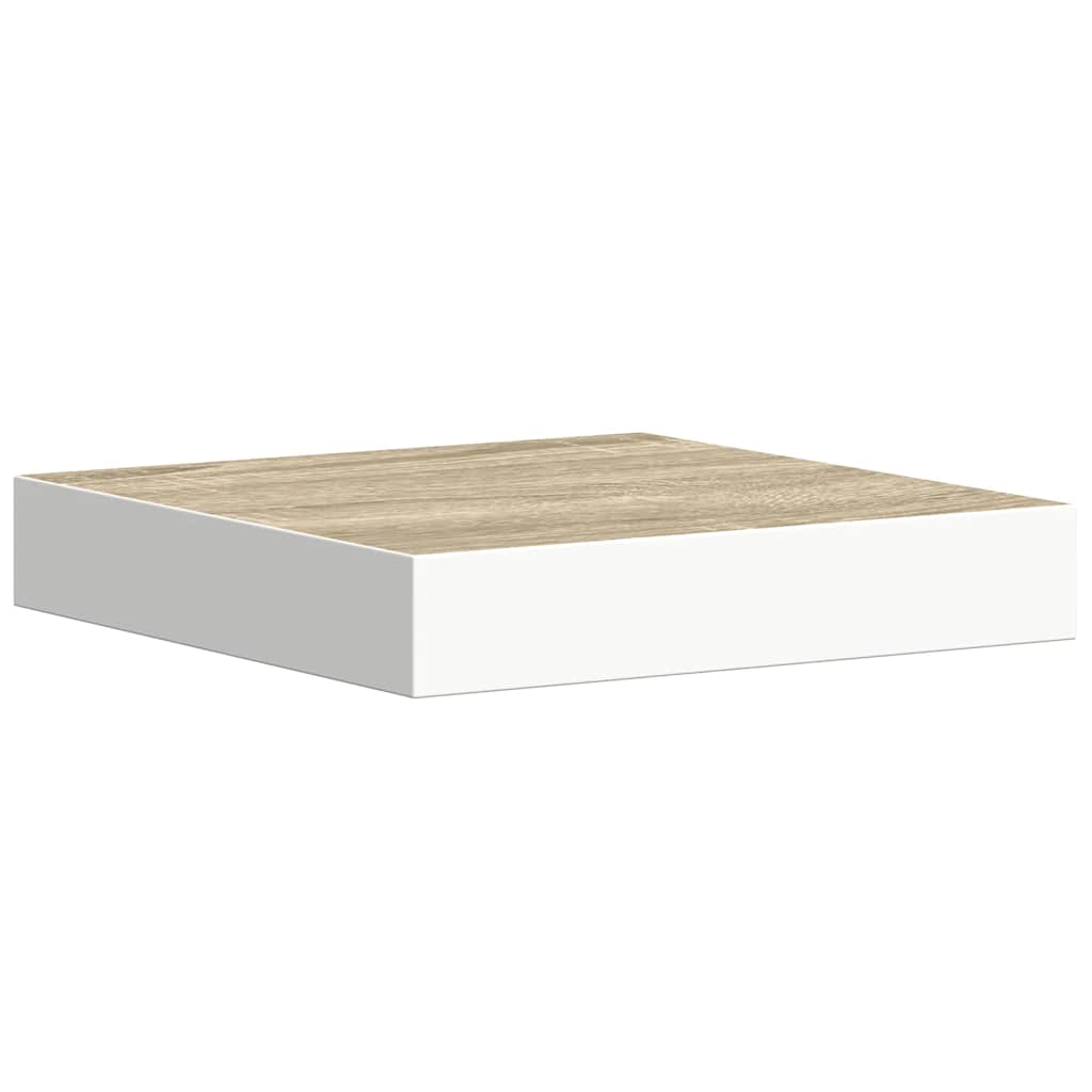 Wandschappen zwevend 2 st 23x23,5x3,8 cm MDF eikenkleurig wit is nu te koop bij PeponiXL, paradijselijk wonen!