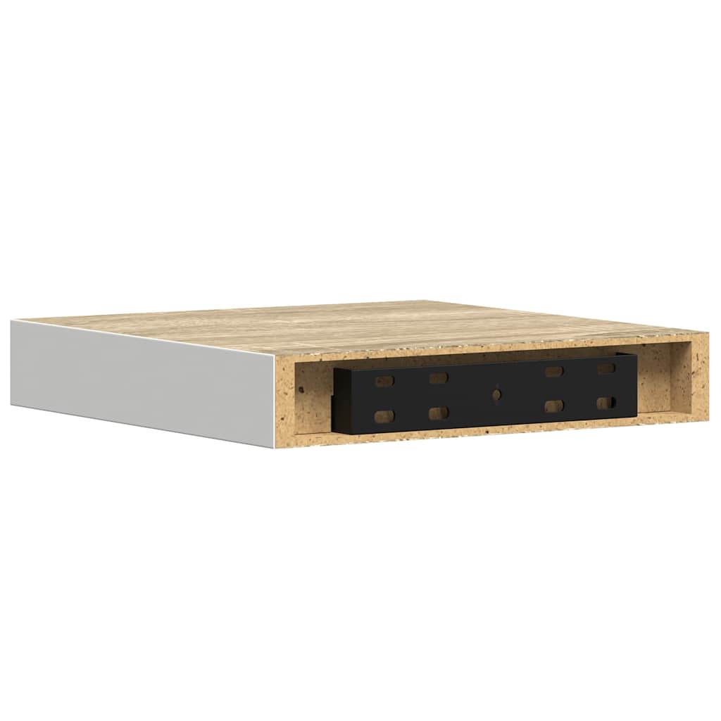 Wandschappen zwevend 2 st 23x23,5x3,8 cm MDF eikenkleurig wit is nu te koop bij PeponiXL, paradijselijk wonen!