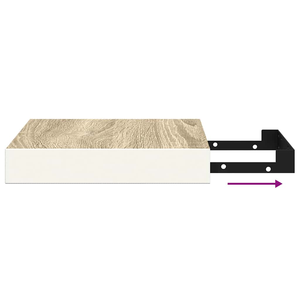Wandschappen zwevend 2 st 23x23,5x3,8 cm MDF eikenkleurig wit is nu te koop bij PeponiXL, paradijselijk wonen!
