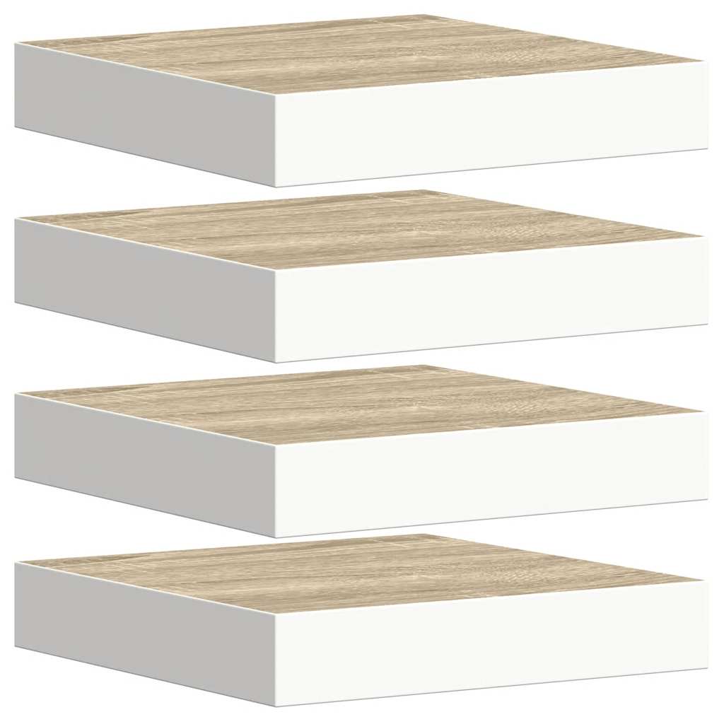 Wandschappen zwevend 4 st 23x23,5x3,8 cm MDF eikenkleurig wit is nu te koop bij PeponiXL, paradijselijk wonen!