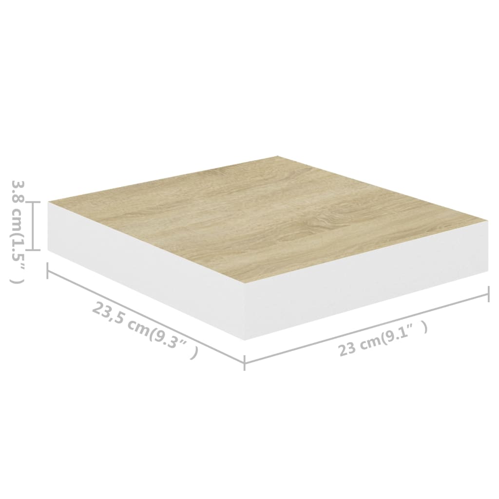 Wandschappen zwevend 4 st 23x23,5x3,8 cm MDF eikenkleurig wit is nu te koop bij PeponiXL, paradijselijk wonen!