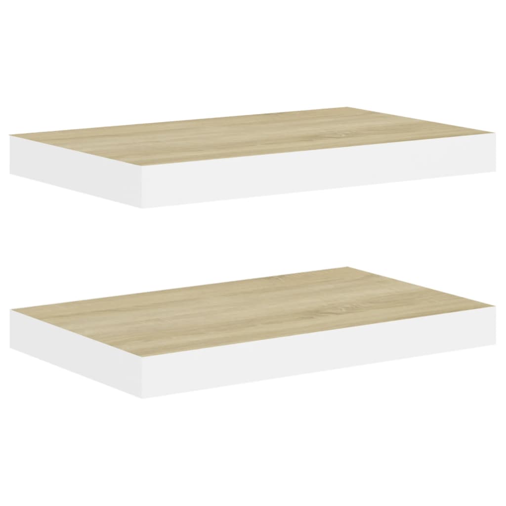 Wandschappen 2 st zwevend 40x23x3,8 cm MDF eikenkleurig en wit is nu te koop bij PeponiXL, paradijselijk wonen!