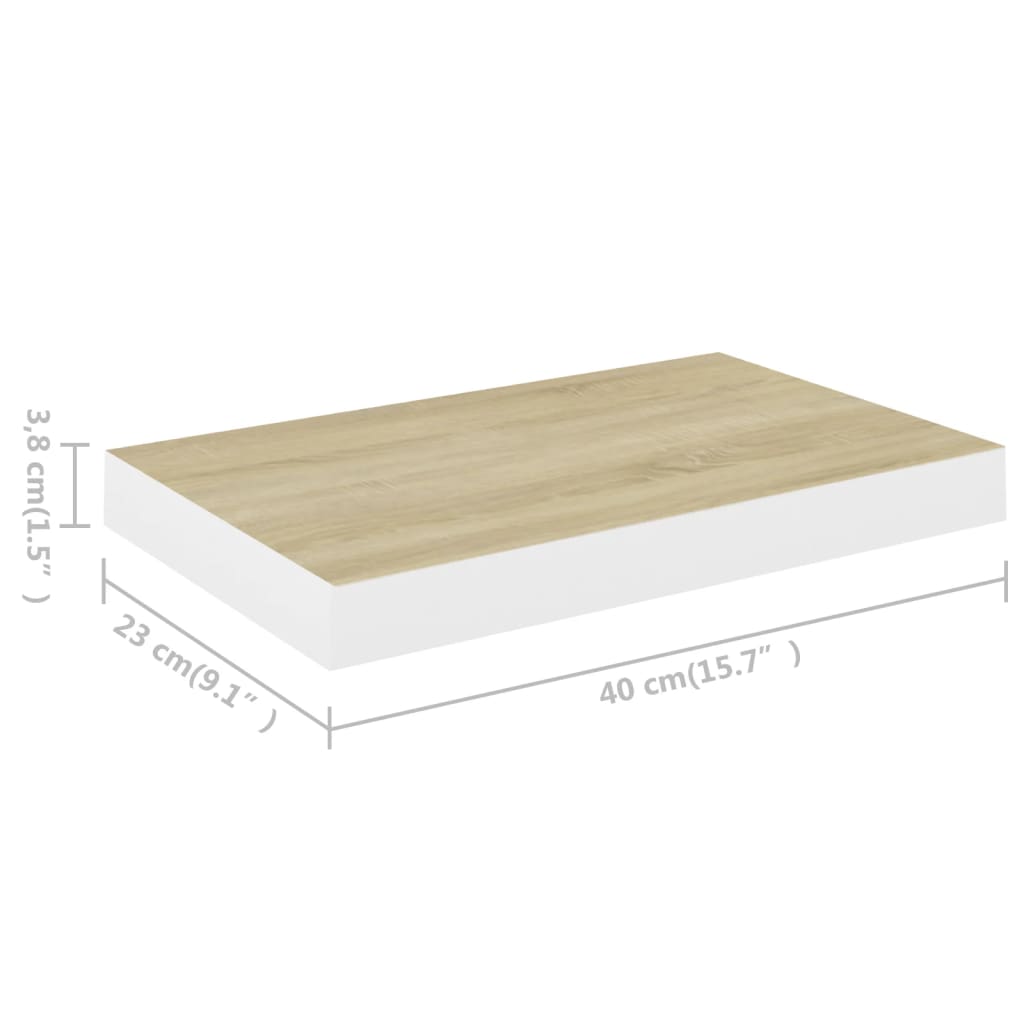 Wandschappen 2 st zwevend 40x23x3,8 cm MDF eikenkleurig en wit is nu te koop bij PeponiXL, paradijselijk wonen!