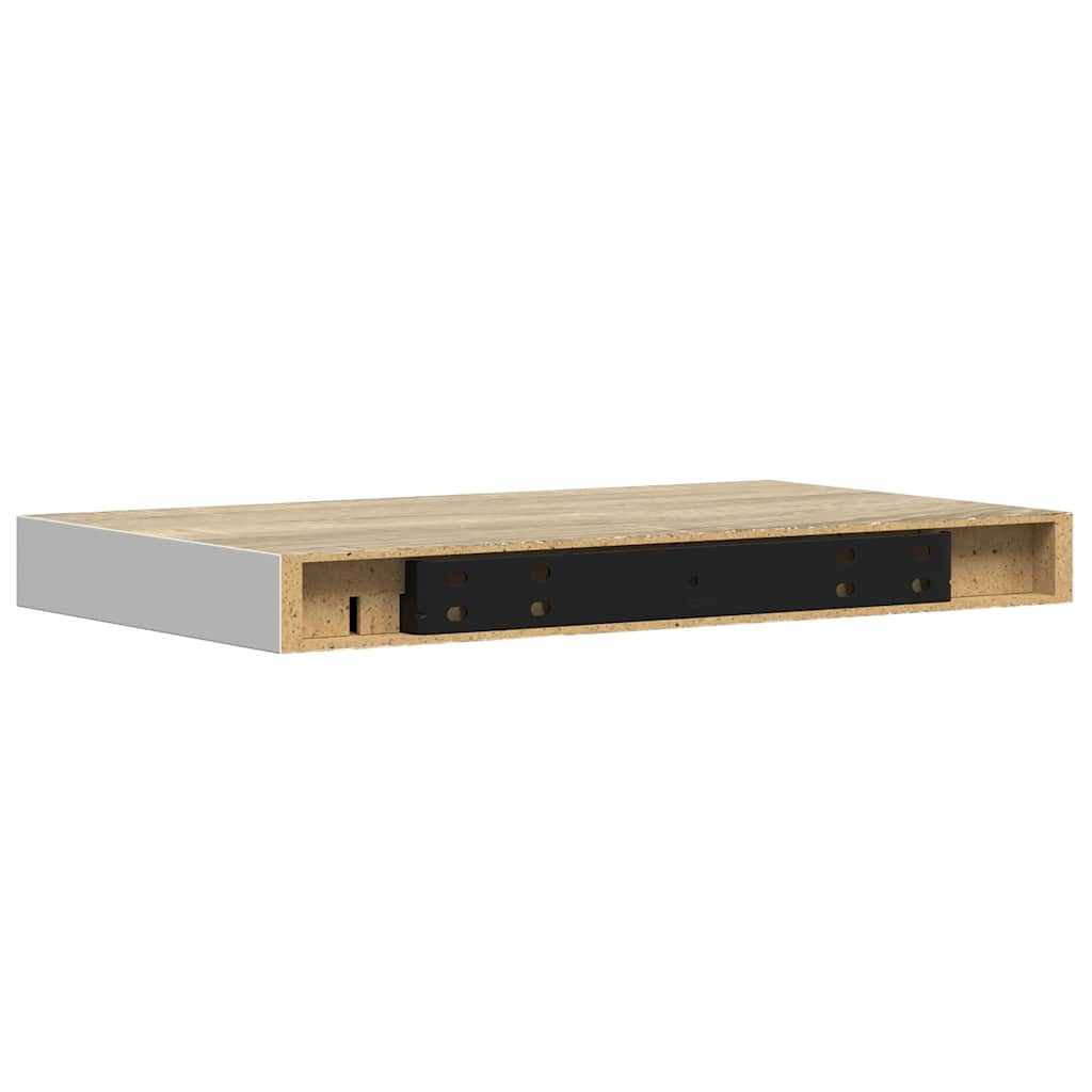 Wandschappen 2 st zwevend 40x23x3,8 cm MDF eikenkleurig en wit is nu te koop bij PeponiXL, paradijselijk wonen!