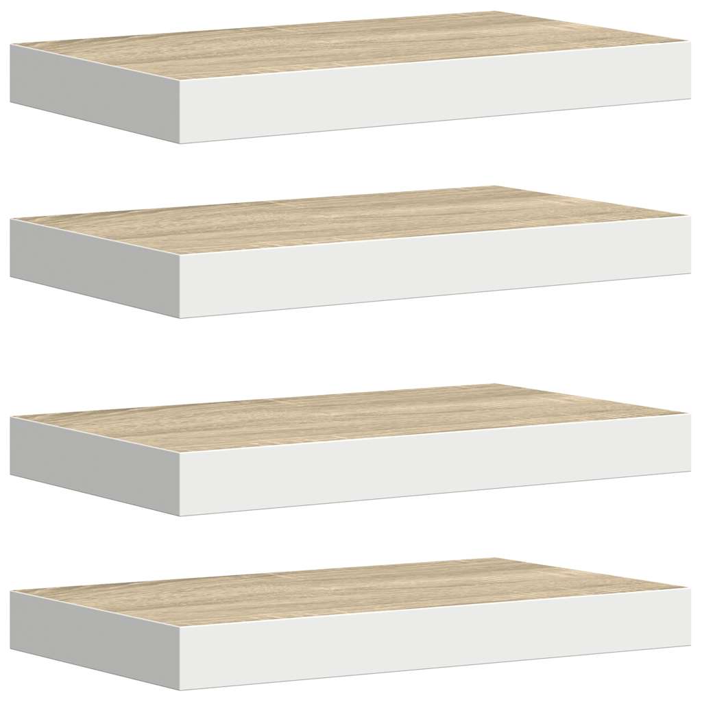 Wandschappen zwevend 4 st 40x23x3,8 cm MDF eikenkleurig en wit is nu te koop bij PeponiXL, paradijselijk wonen!