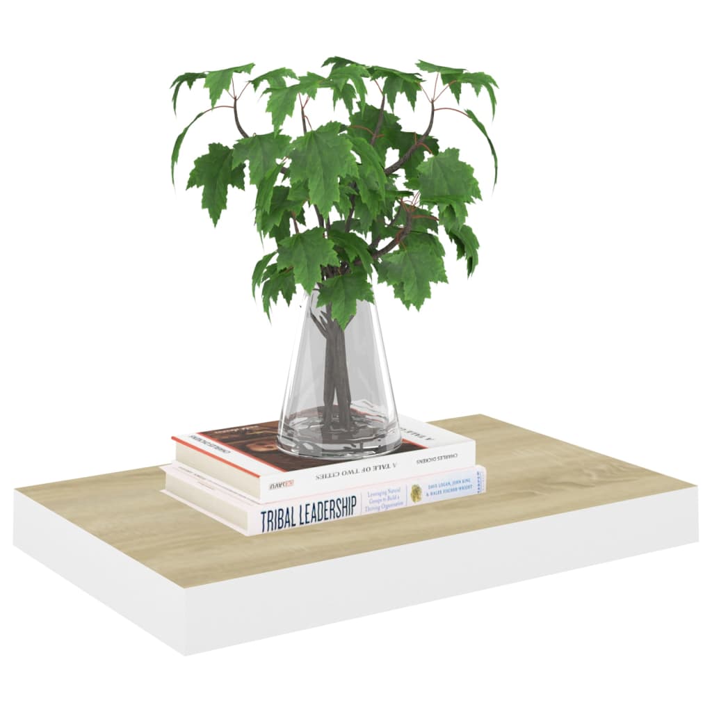 Wandschappen zwevend 4 st 40x23x3,8 cm MDF eikenkleurig en wit is nu te koop bij PeponiXL, paradijselijk wonen!