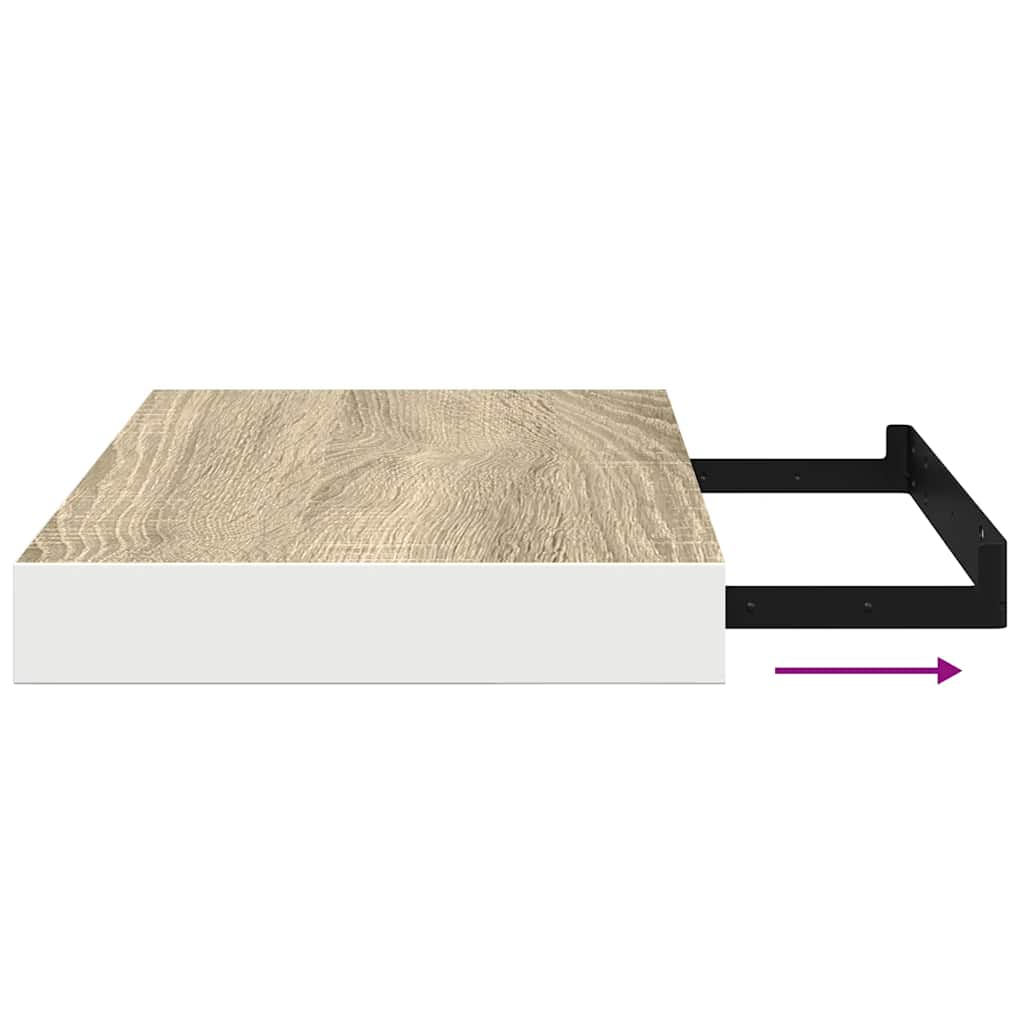 Wandschappen zwevend 4 st 40x23x3,8 cm MDF eikenkleurig en wit is nu te koop bij PeponiXL, paradijselijk wonen!