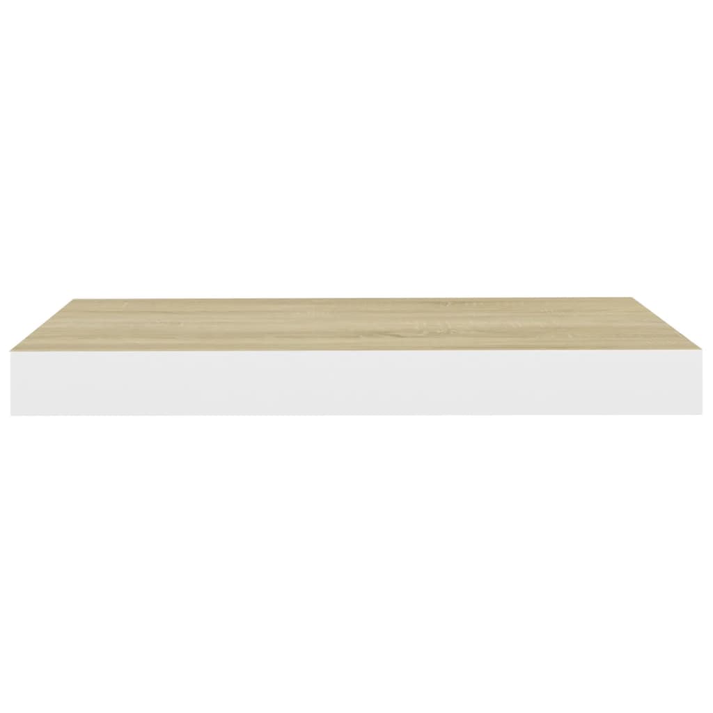 Wandschap zwevend 50x23x3,8 cm MDF eikenkleurig en wit is nu te koop bij PeponiXL, paradijselijk wonen!