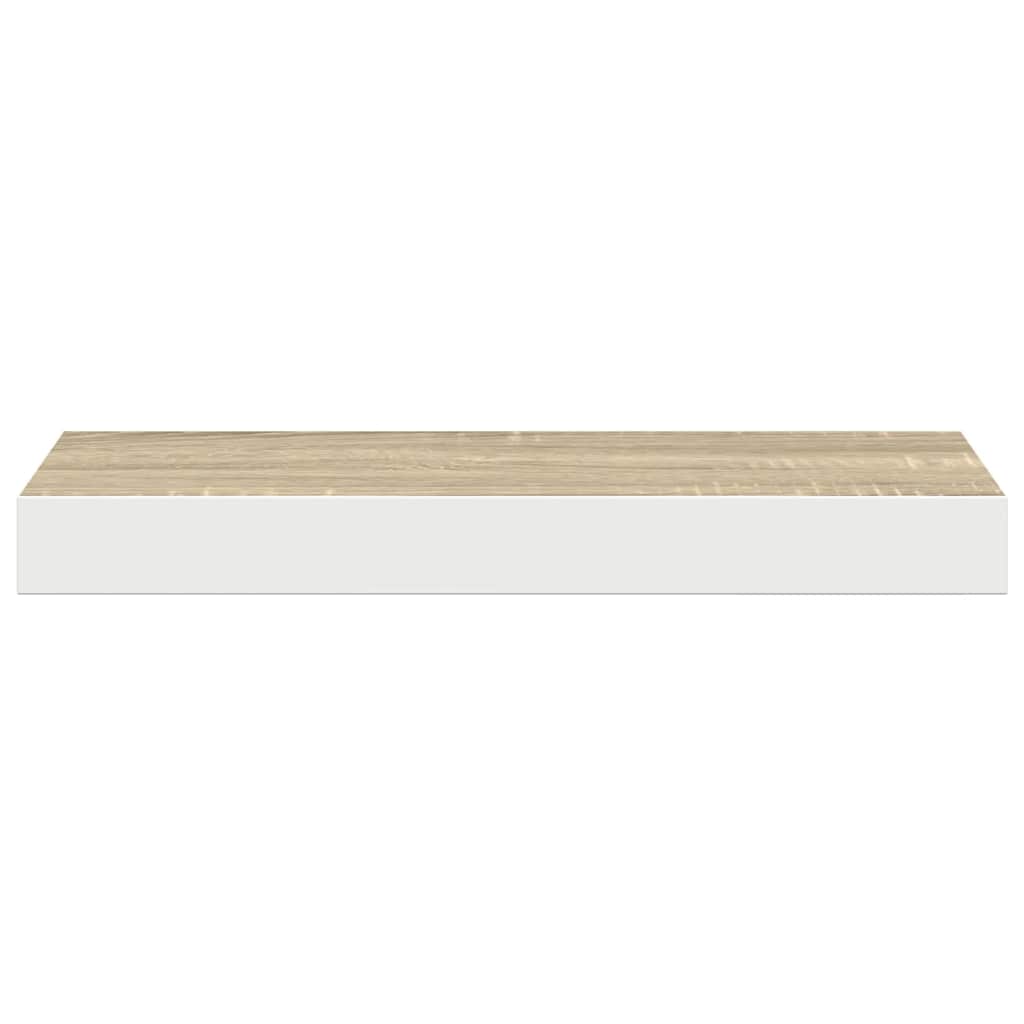 Wandschap zwevend 50x23x3,8 cm MDF eikenkleurig en wit is nu te koop bij PeponiXL, paradijselijk wonen!