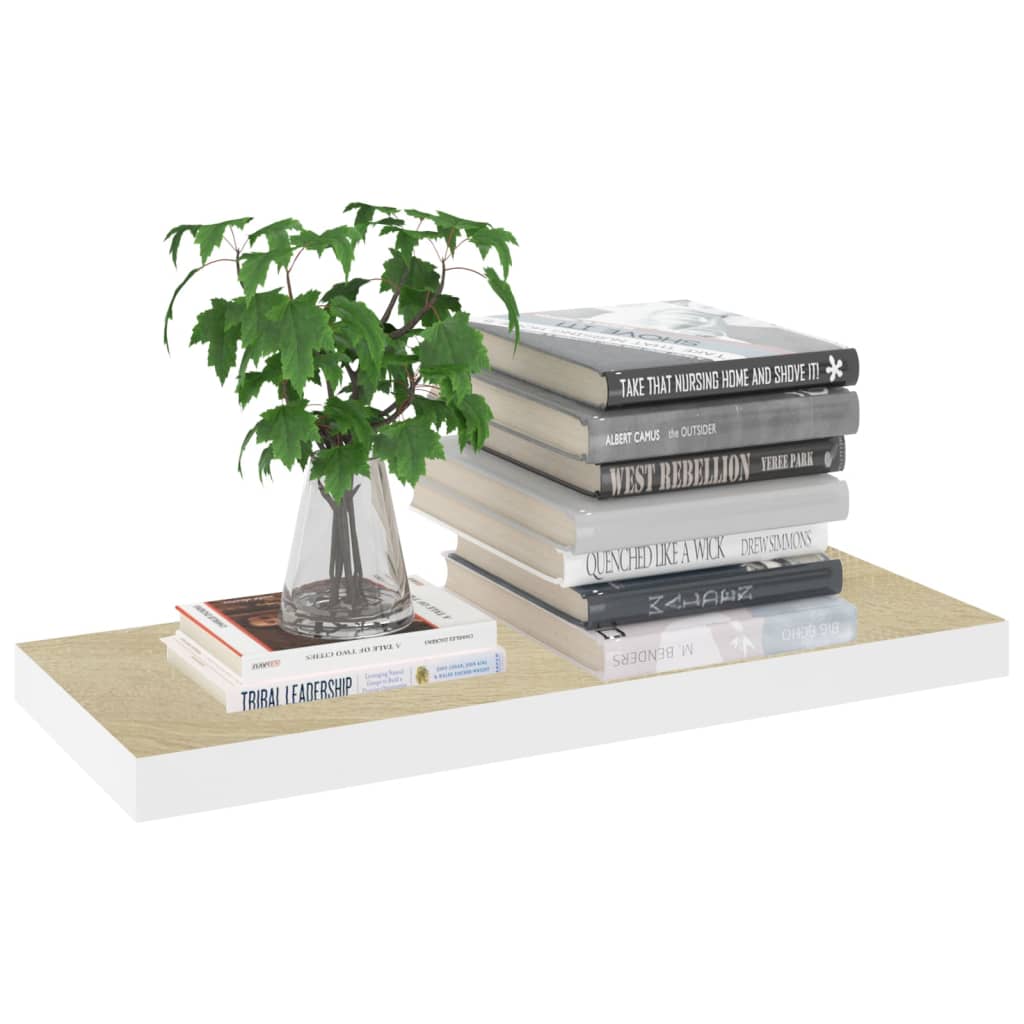 Wandschap zwevend 60x23,5x3,8 cm MDF eikenkleurig en wit is nu te koop bij PeponiXL, paradijselijk wonen!