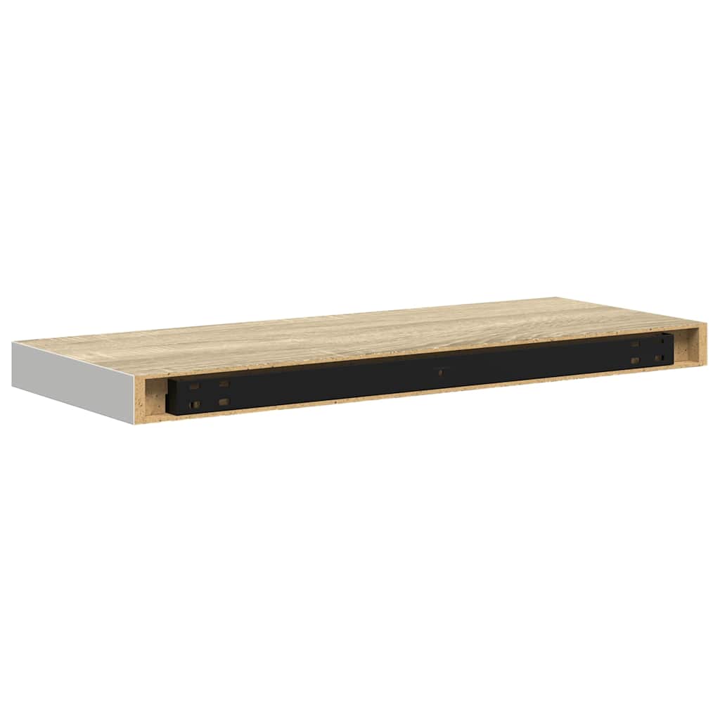 Wandschap zwevend 60x23,5x3,8 cm MDF eikenkleurig en wit is nu te koop bij PeponiXL, paradijselijk wonen!