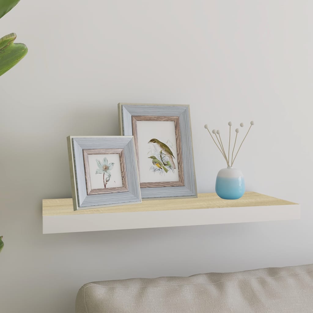 Wandschap zwevend 60x23,5x3,8 cm MDF eikenkleurig en wit is nu te koop bij PeponiXL, paradijselijk wonen!