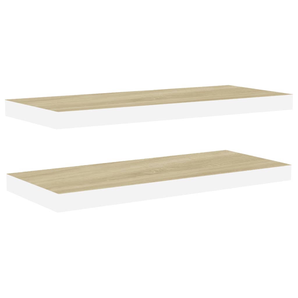 Wandschappen zwevend 2 st 60x23,5x3,8 cm MDF eikenkleurig wit is nu te koop bij PeponiXL, paradijselijk wonen!