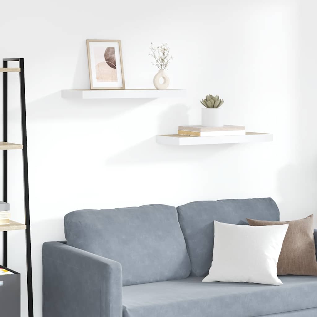 Wandschappen zwevend 2 st 60x23,5x3,8 cm MDF eikenkleurig wit is nu te koop bij PeponiXL, paradijselijk wonen!