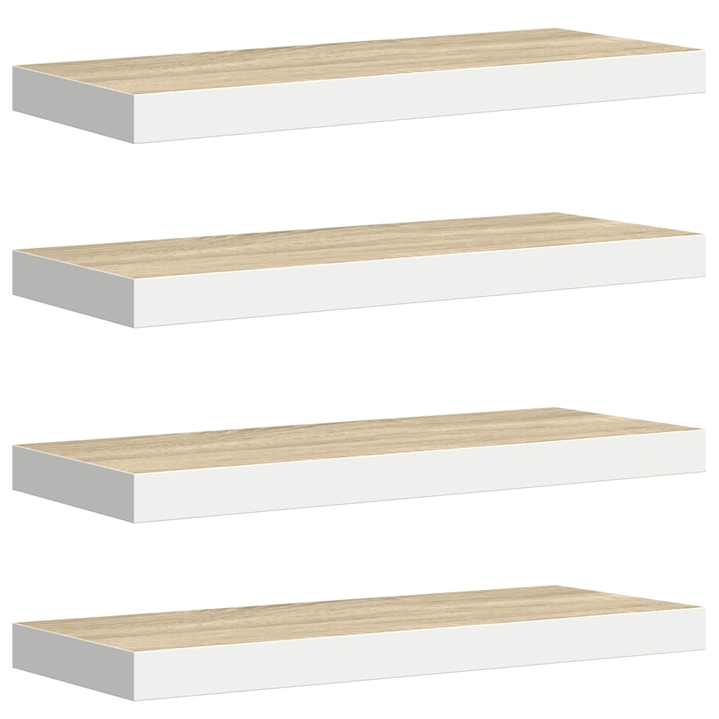 Wandschappen zwevend 4 st 60x23,5x3,8 cm MDF eikenkleurig wit is nu te koop bij PeponiXL, paradijselijk wonen!