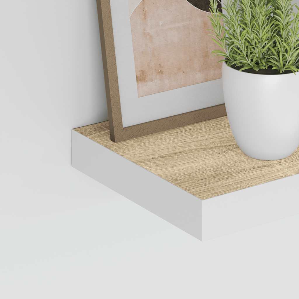 Wandschappen zwevend 4 st 60x23,5x3,8 cm MDF eikenkleurig wit is nu te koop bij PeponiXL, paradijselijk wonen!