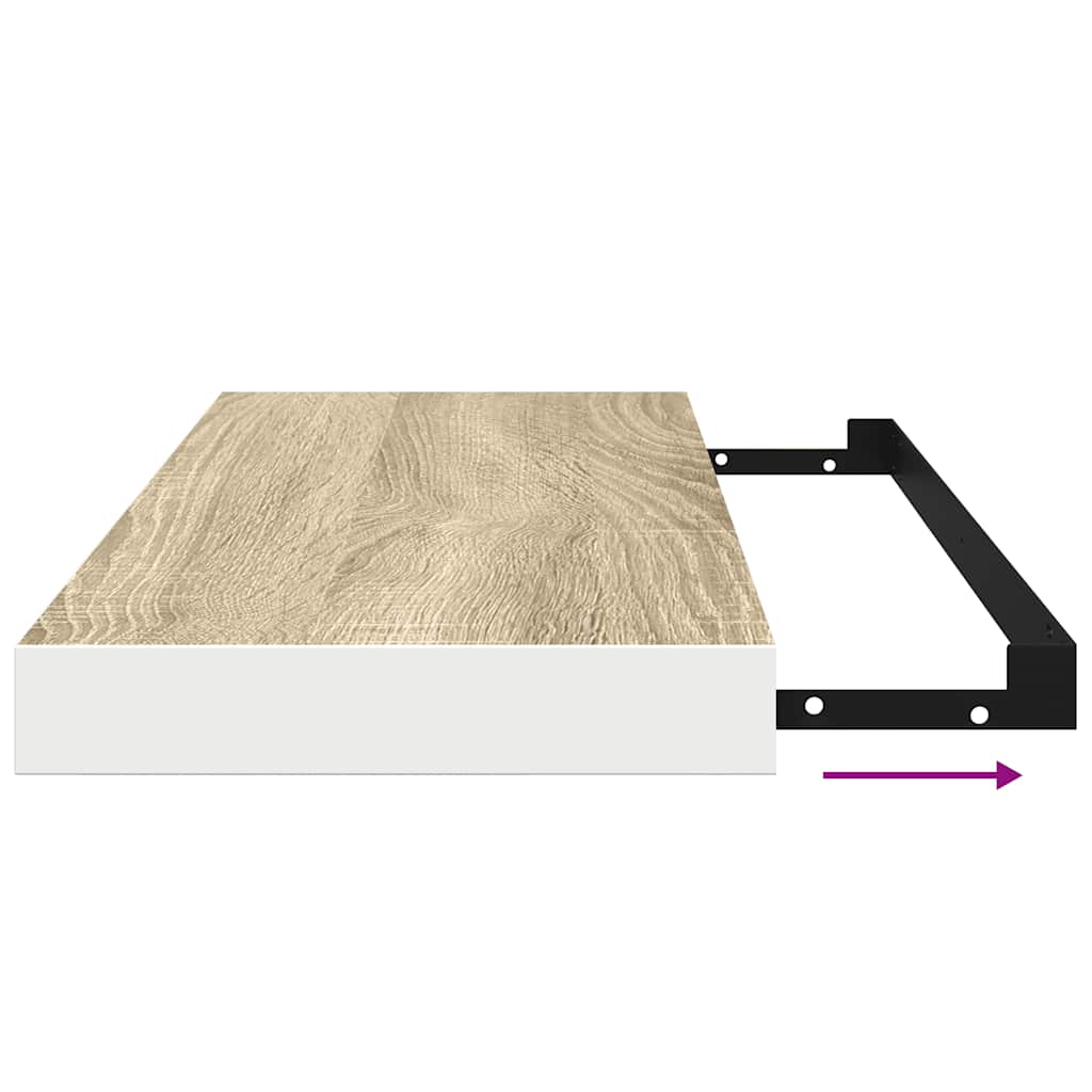 Wandschappen zwevend 4 st 60x23,5x3,8 cm MDF eikenkleurig wit is nu te koop bij PeponiXL, paradijselijk wonen!
