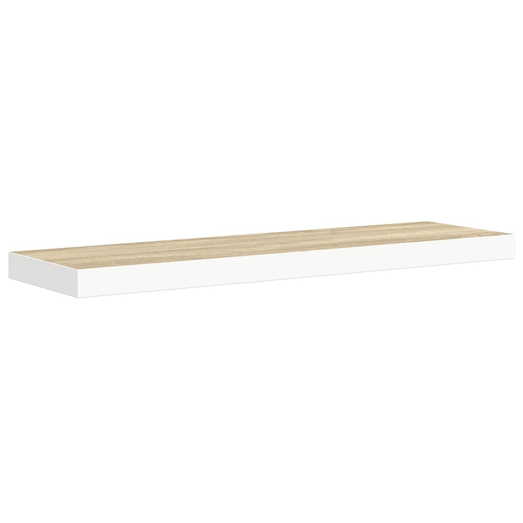 Wandschap zwevend 80x23,5x3,8 cm MDF eikenkleurig en wit is nu te koop bij PeponiXL, paradijselijk wonen!