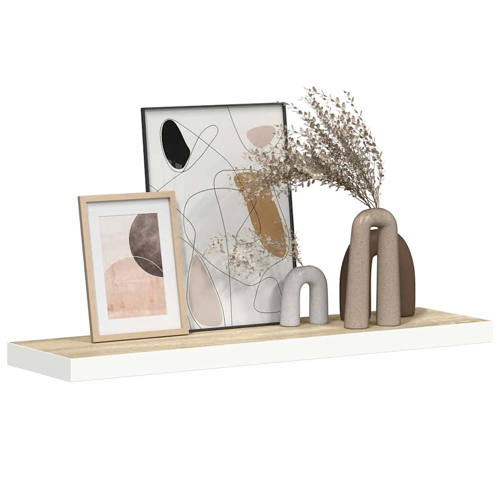 Wandschap zwevend 80x23,5x3,8 cm MDF eikenkleurig en wit is nu te koop bij PeponiXL, paradijselijk wonen!