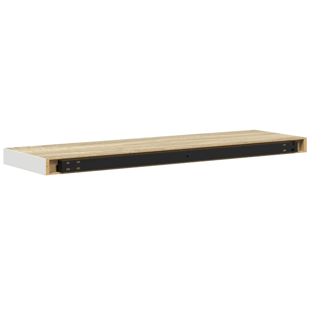Wandschap zwevend 80x23,5x3,8 cm MDF eikenkleurig en wit is nu te koop bij PeponiXL, paradijselijk wonen!