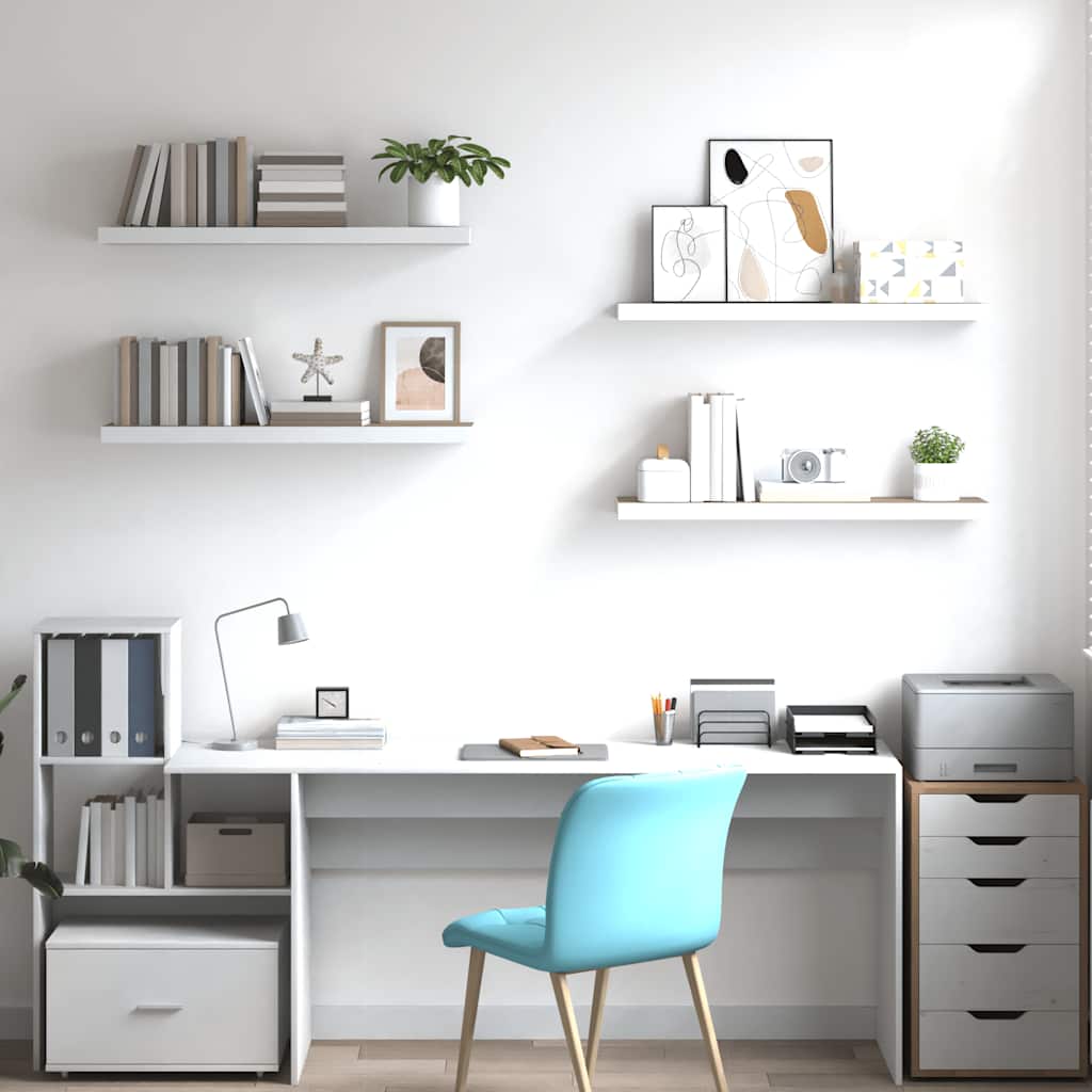 Wandschappen zwevend 4 st 80x23,5x3,8 cm MDF eikenkleurig wit is nu te koop bij PeponiXL, paradijselijk wonen!