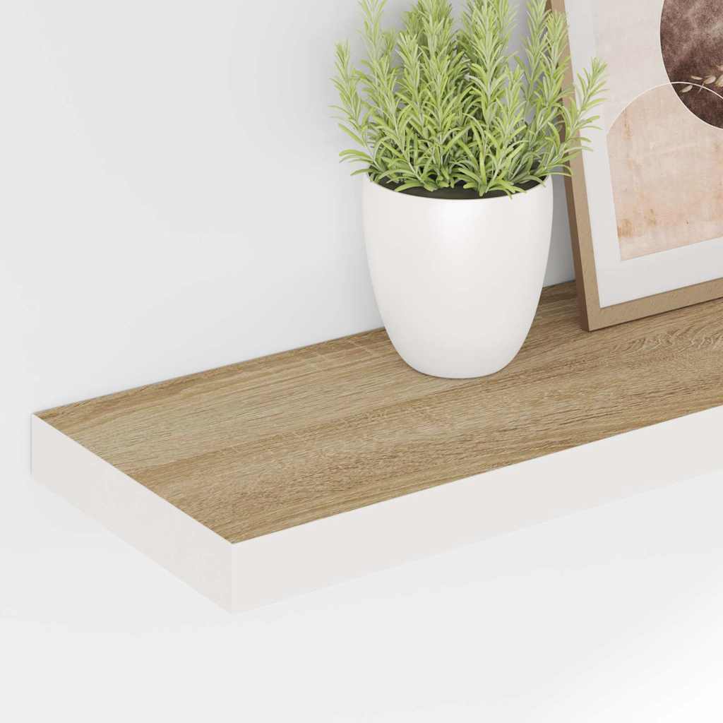 Wandschappen zwevend 4 st 80x23,5x3,8 cm MDF eikenkleurig wit is nu te koop bij PeponiXL, paradijselijk wonen!