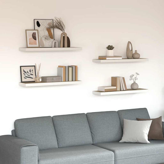 Wandschappen zwevend 4 st 80x23,5x3,8 cm MDF eikenkleurig wit is nu te koop bij PeponiXL, paradijselijk wonen!