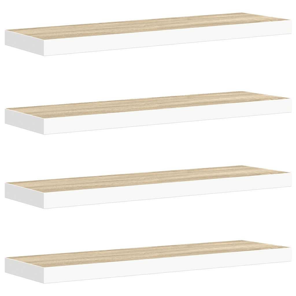 Wandschappen zwevend 4 st 90x23,5x3,8 cm MDF eikenkleurig wit is nu te koop bij PeponiXL, paradijselijk wonen!