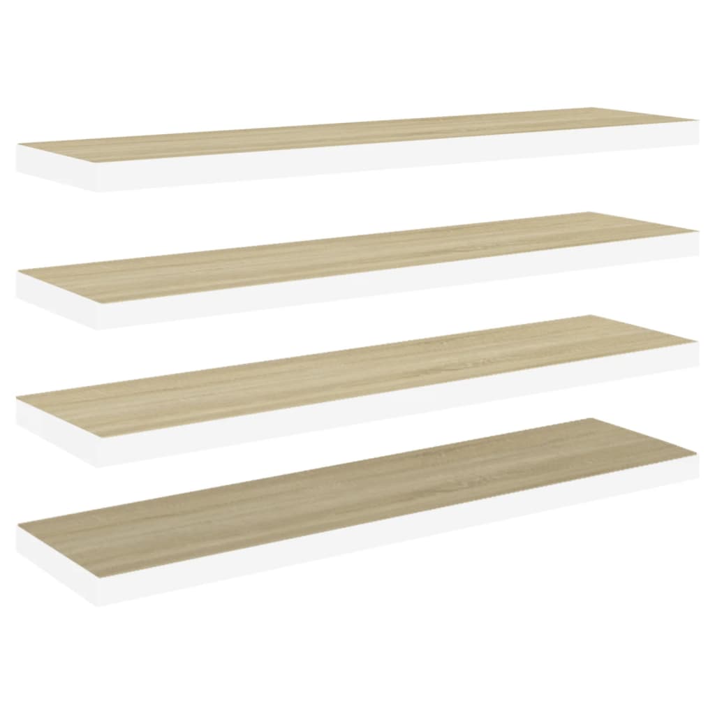 Wandschappen zwevend 4 st 90x23,5x3,8 cm MDF eikenkleurig wit is nu te koop bij PeponiXL, paradijselijk wonen!