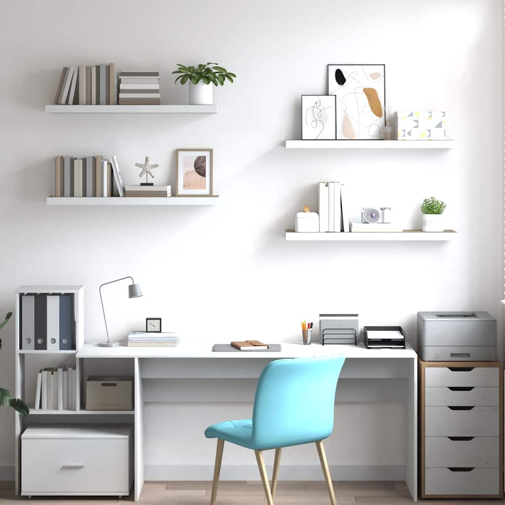 Wandschappen zwevend 4 st 90x23,5x3,8 cm MDF eikenkleurig wit is nu te koop bij PeponiXL, paradijselijk wonen!