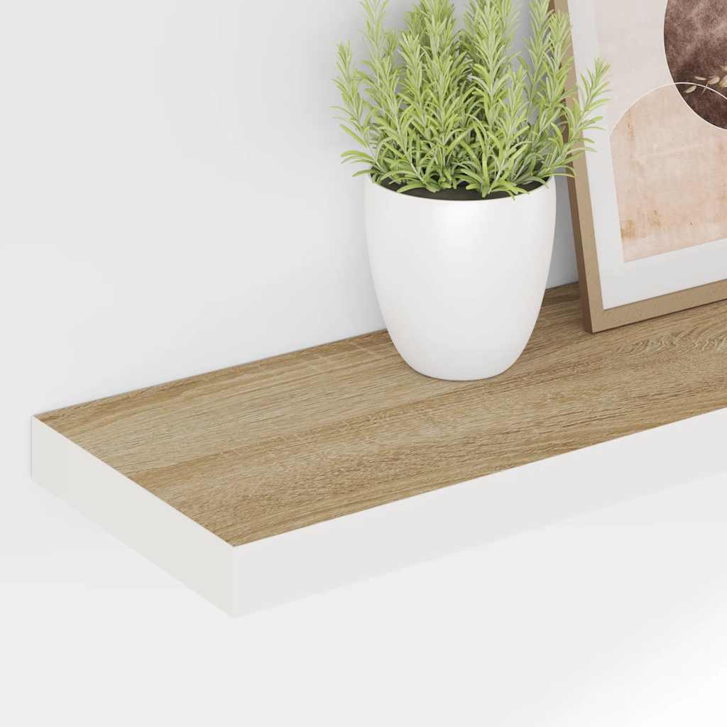 Wandschap zwevend 120x23,5x3,8 cm MDF eikenkleurig en wit is nu te koop bij PeponiXL, paradijselijk wonen!