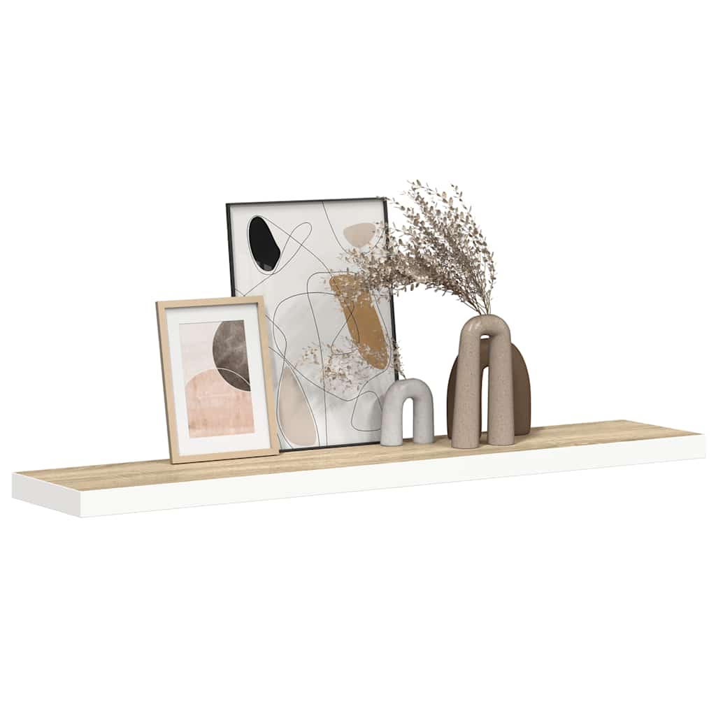 Wandschap zwevend 120x23,5x3,8 cm MDF eikenkleurig en wit is nu te koop bij PeponiXL, paradijselijk wonen!