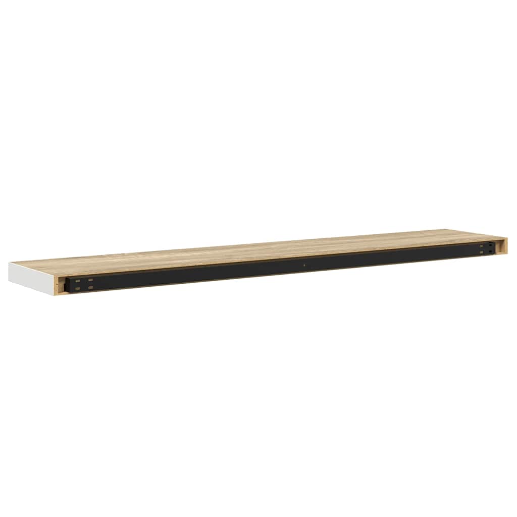 Wandschap zwevend 120x23,5x3,8 cm MDF eikenkleurig en wit is nu te koop bij PeponiXL, paradijselijk wonen!