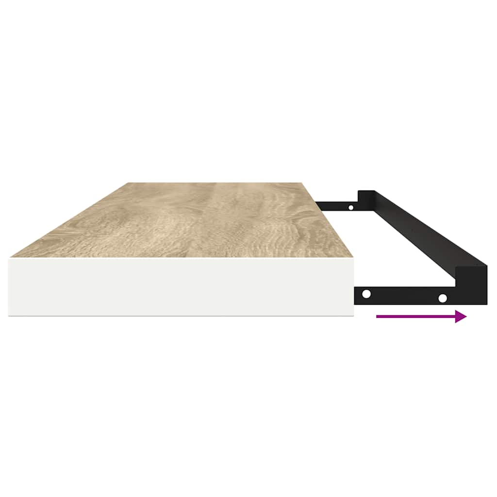 Wandschap zwevend 120x23,5x3,8 cm MDF eikenkleurig en wit is nu te koop bij PeponiXL, paradijselijk wonen!