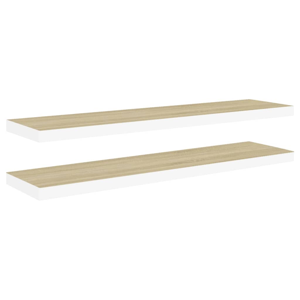 Wandschappen zwevend 2 st 120x23,5x3,8 cm MDF eikenkleurig wit is nu te koop bij PeponiXL, paradijselijk wonen!