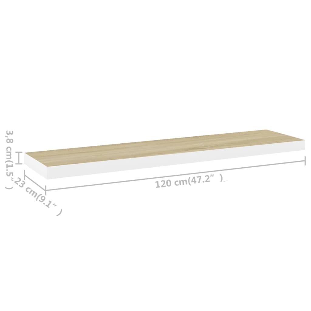 Wandschappen zwevend 2 st 120x23,5x3,8 cm MDF eikenkleurig wit is nu te koop bij PeponiXL, paradijselijk wonen!