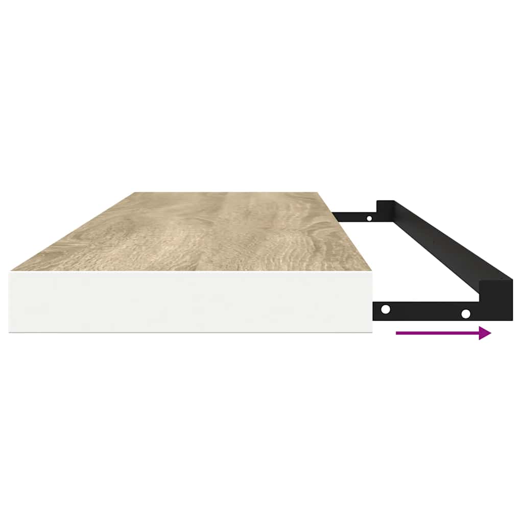 Wandschappen zwevend 2 st 120x23,5x3,8 cm MDF eikenkleurig wit is nu te koop bij PeponiXL, paradijselijk wonen!