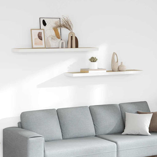 Wandschappen zwevend 2 st 120x23,5x3,8 cm MDF eikenkleurig wit is nu te koop bij PeponiXL, paradijselijk wonen!