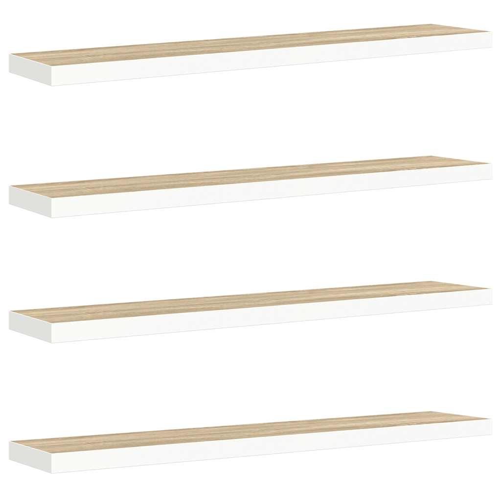 Wandschappen zwevend 4 st 120x23,5x3,8 cm MDF eikenkleurig wit is nu te koop bij PeponiXL, paradijselijk wonen!
