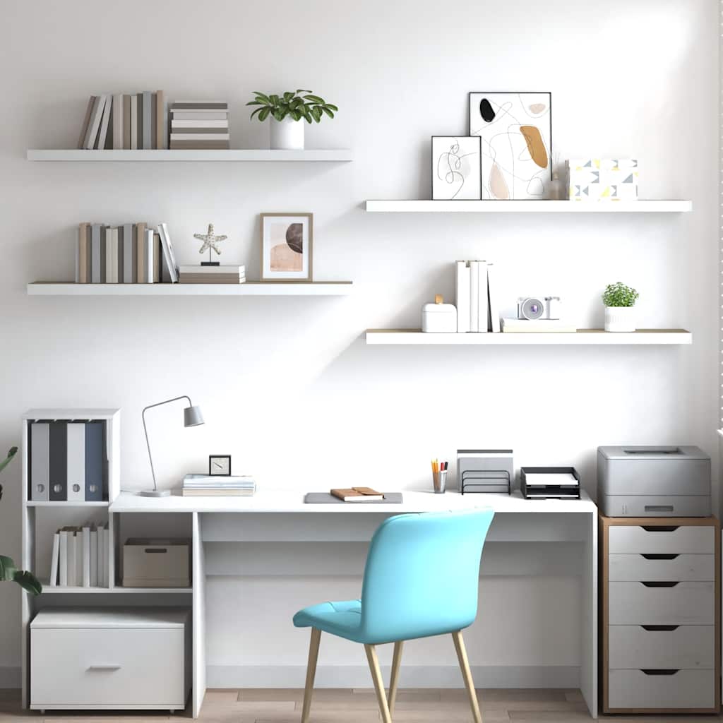Wandschappen zwevend 4 st 120x23,5x3,8 cm MDF eikenkleurig wit is nu te koop bij PeponiXL, paradijselijk wonen!
