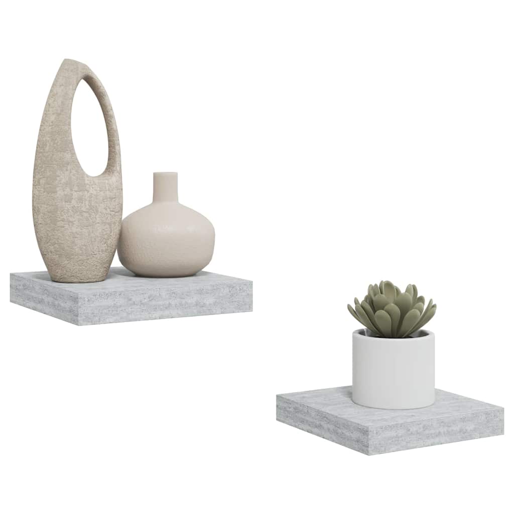 Wandschappen 2 st zwevend 23x23,5x3,8 cm MDF betongrijs is nu te koop bij PeponiXL, paradijselijk wonen!