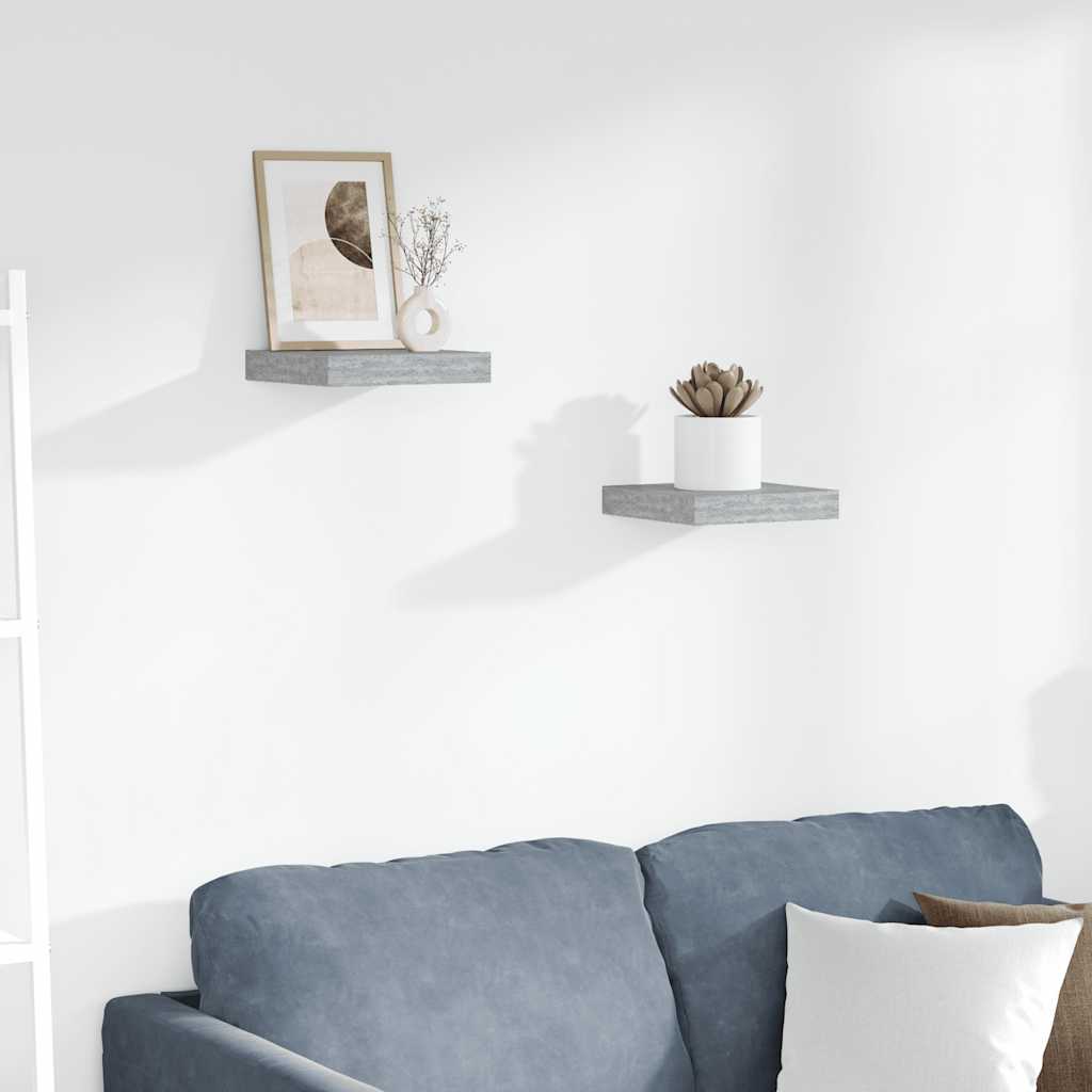 Wandschappen 2 st zwevend 23x23,5x3,8 cm MDF betongrijs is nu te koop bij PeponiXL, paradijselijk wonen!