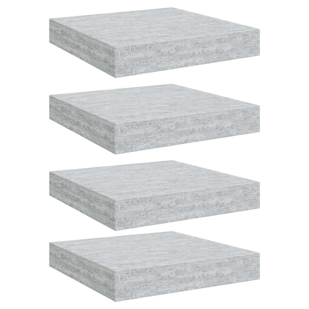 Wandschappen 4 st zwevend 23x23,5x3,8 cm MDF betongrijs is nu te koop bij PeponiXL, paradijselijk wonen!