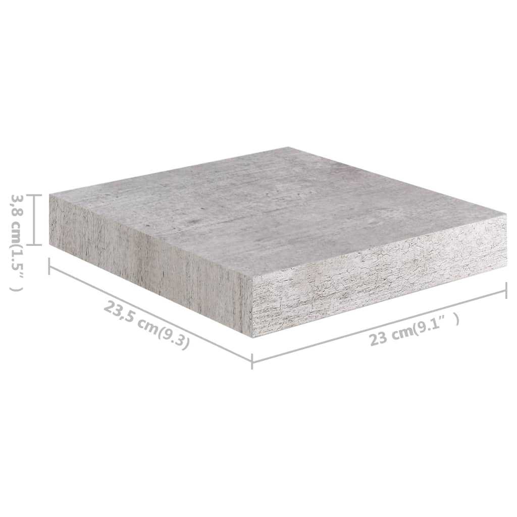 Wandschappen 4 st zwevend 23x23,5x3,8 cm MDF betongrijs is nu te koop bij PeponiXL, paradijselijk wonen!