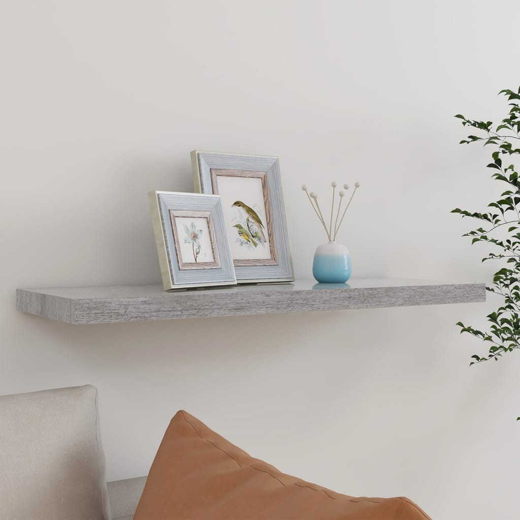 Wandschap zwevend 80x23,5x3,8 cm MDF betongrijs is nu te koop bij PeponiXL, paradijselijk wonen!